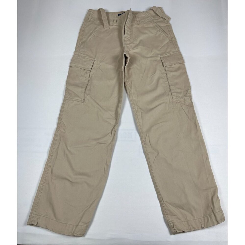 Ralph Lauren Sport Women 8 Tan Chino Cargo Pants 100% Cotton Wide Leg Utility